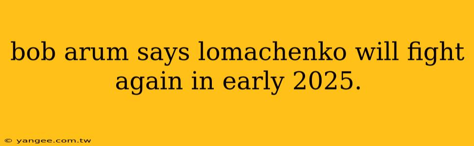 bob arum says lomachenko will fight again in early 2025.