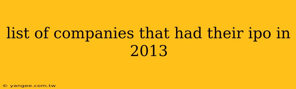 list of companies that had their ipo in 2013